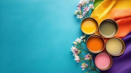 Aufkleber - Colorful Paints and Flowers on Vibrant Background for Art Projects Indian food cuisine