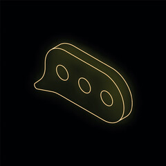 Poster - Neon yellow isometric speech bubble glowing on a black background