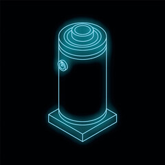 Poster - Neon glowing outline of a cylinder with a power button, suggesting a technological device or concept