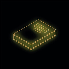 Poster - glowing neon outline of a document icon, representing digital files and online data