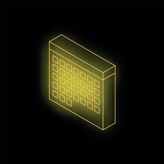 Poster - Yellow neon light showing spreadsheet on black background, concept for business and finance