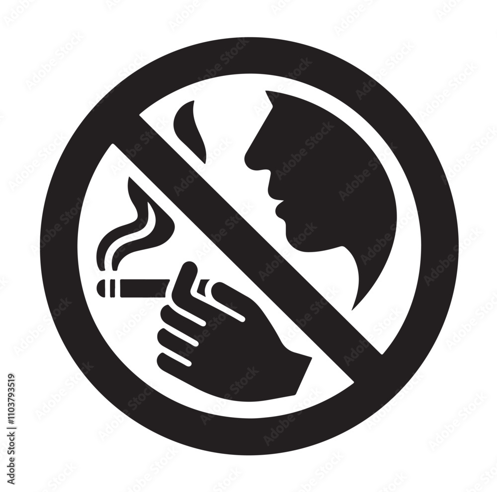 Non Addictive Icon No Smoking prohibition icons, smoking addiction silhouette vector ...