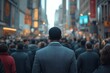 © Imagentive - Businessman Walking Amidst Busy City Crowd Back View