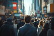 © Imagentive - Businessman Walking Sunlit Crowded City Street