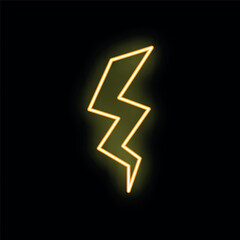 Poster - Bright yellow neon lightning bolt striking from the top left corner against a black background