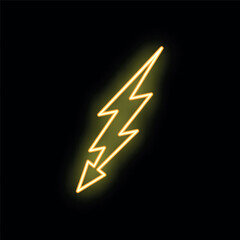 Poster - Yellow neon sign showing lightning bolt shape on black background