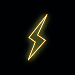 Poster - Glowing neon yellow lightning bolt striking from the left on a black background