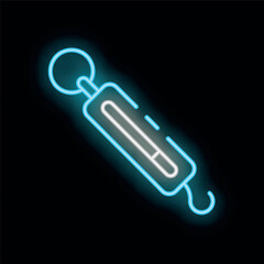 Poster - Glowing neon icon of a spring scale, representing concepts like weight measurement and scientific tools