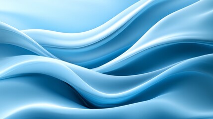 Poster - Elegant flowing waves of white translucent fabric, creating a soft and dynamic look against a bright blue gradient background..