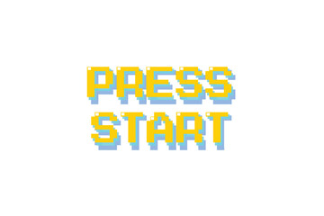 Wall Mural - press start. pixel art. 8 bit game. retro game. for game assets. on white background.