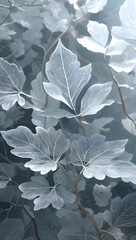 Silver-gray leaves with visible vein structures.The leaves are delicate and ethereal, resembling a natural lacework.