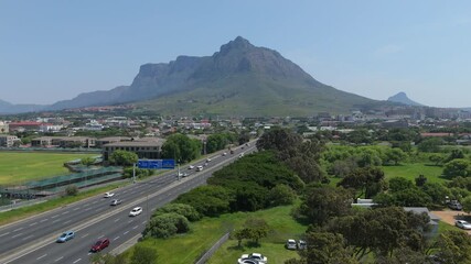 Wall Mural - Observatory Road surrounded by city with greenery, and Maclear's Beacon Mountain in the background