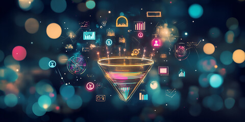  Futuristic Data Visualization with Neon Technology Icons