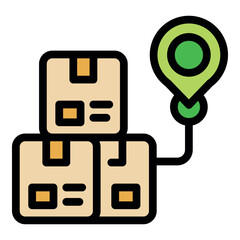 Poster - Pin icon is showing shipping location of parcels tracking indicating successful delivery of shipment