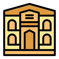 Poster - Architectural building with arched entrance and multiple windows showcasing classic design and construction