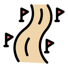 Poster - Winding road marked with flags, representing a journey, a goal, or a path to follow