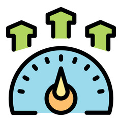 Poster - Performance indicator reaching maximum value with three upward arrows, symbolizing growth and high performance