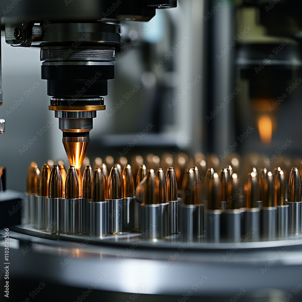 Mma Manufacturing Process Manufacturing process of ammunition at a modern facility with golden ...