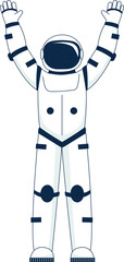 Wall Mural - A cartoon astronaut is standing in a white space suit