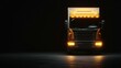 © Gibster - Delivery route with box Truck with illuminated signage in a dark environment.