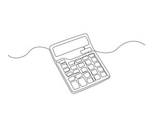 Leinwandbilder - Continuous line drawing art of calculator accounting tool. Calculator in single line draw with active stroke.