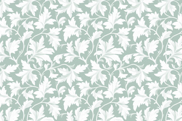 Poster - Toile pattern tapestry. Arts and crafts. Monochrome botanical pattern background. Created with Generative AI technology