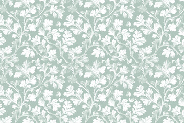 Poster - Toile pattern tapestry. Arts and crafts. Monochrome botanical pattern background. Created with Generative AI technology