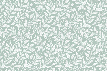 Poster - Toile pattern tapestry. Arts and crafts. Monochrome botanical pattern background. Created with Generative AI technology