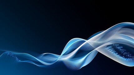 Poster - Abstract Blue Digital Wave Background Technology Data Flow Futuristic Network Code Motion Energy