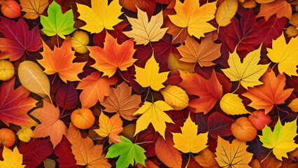 Aufkleber - Vibrant autumn leaves create a natural vertical background for seasonal visuals generated by artificial intelligence algorithms.