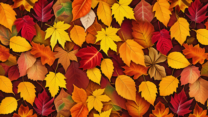 Aufkleber - Vibrant autumn leaves create a natural vertical background for seasonal visuals generated by artificial intelligence algorithms.