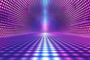 Poster - A vibrant abstract backdrop with a dynamic array of purple and blue illuminated dots creating a mesmerizing tunnel effect, perfect for adding energy to any design.