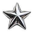 © Topuria Design - Shiny reflective silver chrome five point star, PNG file isolated on a white and transparent background.