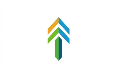 Poster - Abstract upward-pointing arrow logo design with three color blocks, symbolizing growth, progress, and success.