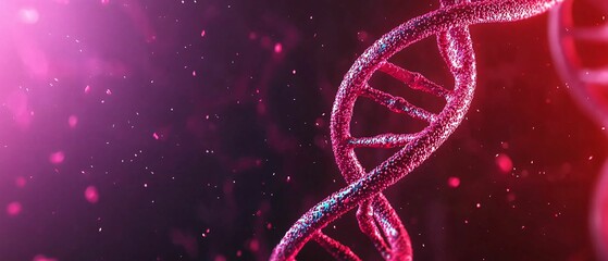 Poster - Healthcare innovation and biomedical technology. Abstract depiction of a DNA helix with vibrant colors and a glowing effect.