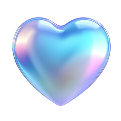 Wall Mural - blue heart fluid holographic Iridescent 3d render icon isolated on transparent background cutout