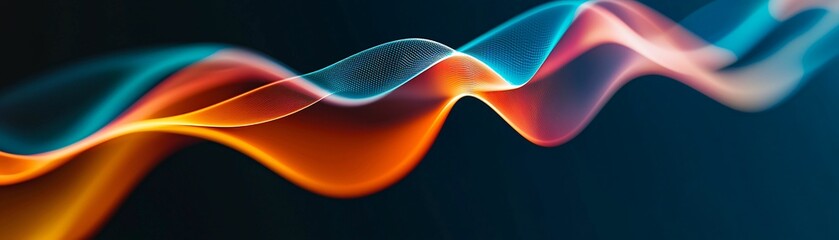 Poster - Abstract colorful waves on a dark background.