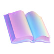 © Papugrat - open pink book fluid holographic Iridescent 3d render icon isolated on transparent background cutout
