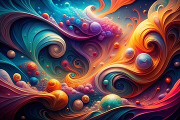 Poster - Surreal Abstract Background with Fluid Shapes and Vibrant Colors for Creative Projects and Digital Art Applications