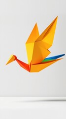 Poster - Paper join us. Origami bird in vibrant colors, symbolizing creativity and freedom.