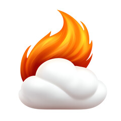 Poster - Bright flame and fluffy cloud depict a vibrant, imaginative weather symbol in a playful, cartoonish style