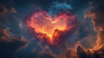 Wall Mural - A heart-shaped cloud of gas and dust in space