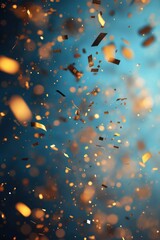 Wall Mural - a bright blue sky with gold confetti falling from the sky