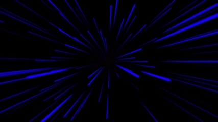 Fototapete - Futuristic data flow. Explosion effect. abstract warp speed blue color light motion on black background