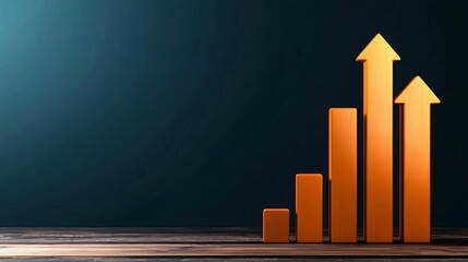 Poster - Private equity managers. Growth graph with orange bars and upward arrows on a dark background.