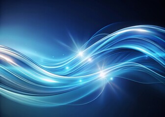 Poster - Surreal Streaks of Light on a Light Blue and Dark Blue Background, Creating a Dreamlike Atmosphere with Abstract Patterns and Fluid Motion, Perfect for Artistic and Modern Design Concepts