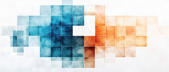 Poster - Visual harmony in minimalist geometric art teal and orange composition