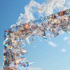 Poster - Prismatic smoke and mirror glass in an enchanted surreal digital environment