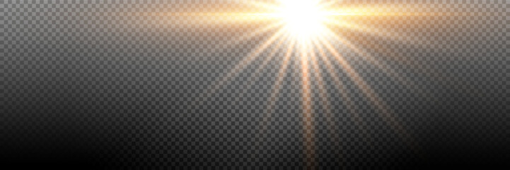 Wall Mural - light vector with sun glare. sun, sunrays, and glare. gold flare. vector transparent sunlight with s