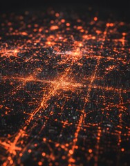 Poster - A digital representation of a cityscape illuminated by network connections.